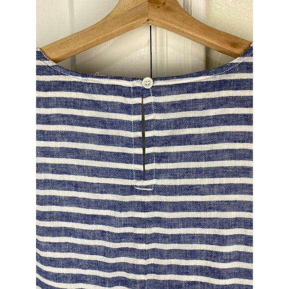 Beachlunchlounge Women's XS Blue White Striped Linen Blend Shift Dress - Picture 2 of 8